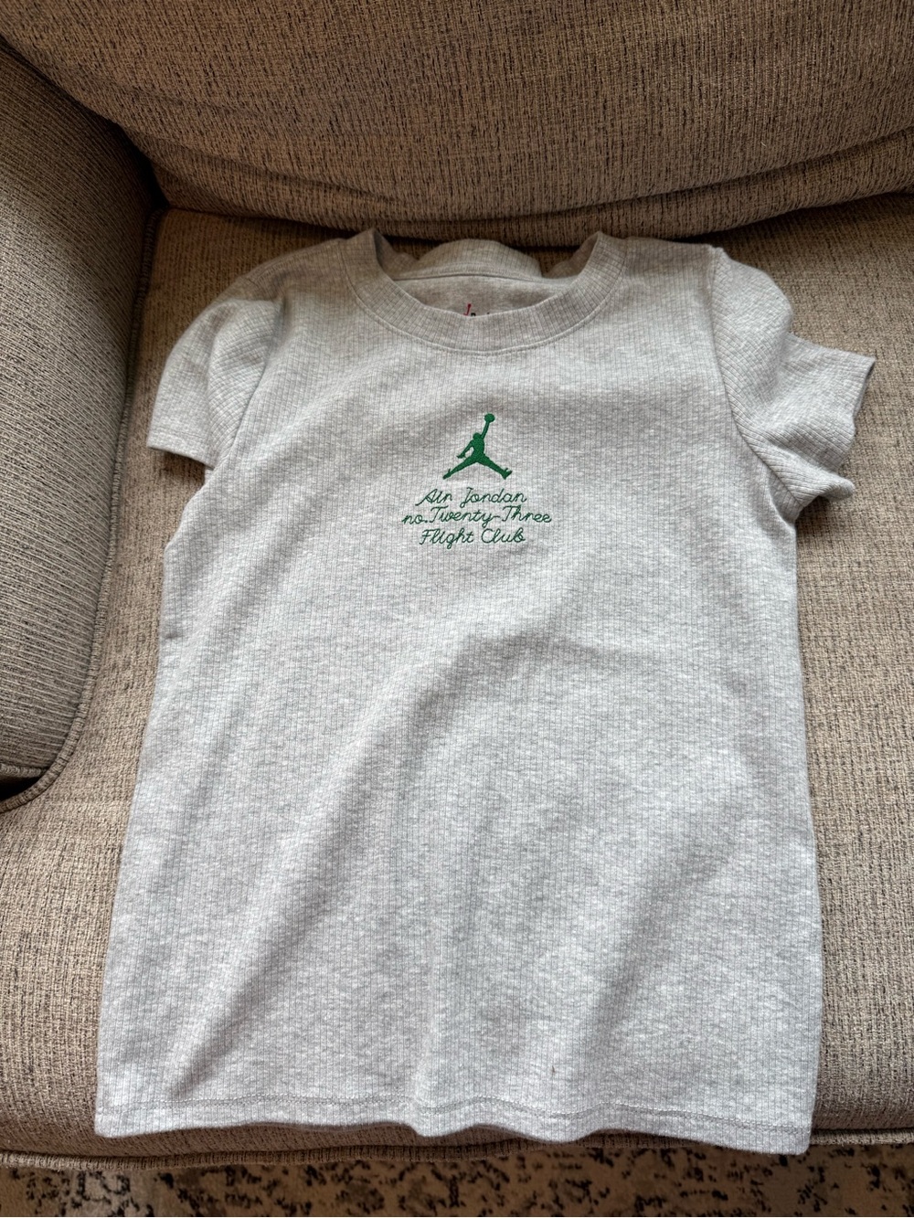 Jordan Kids' Light Gray Tee with Green Jumpman